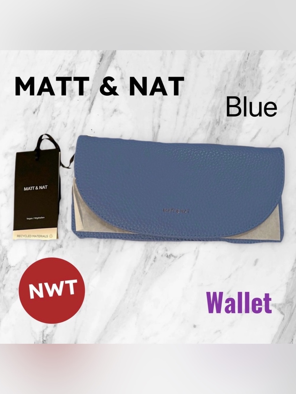 🇨🇦🆕NWT MATT&NAT | Modern everyday chic Blue Vegan Purity Wallet & Wristlet
